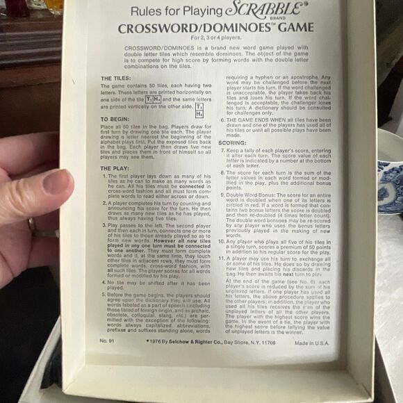 Vintage Scrabble Crossword Dominoes 1975 Selchow & Righter Co. - Picture 6 of 8